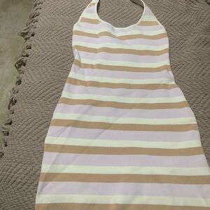 Babaton Ribbed Knit Top in Cream and Tan